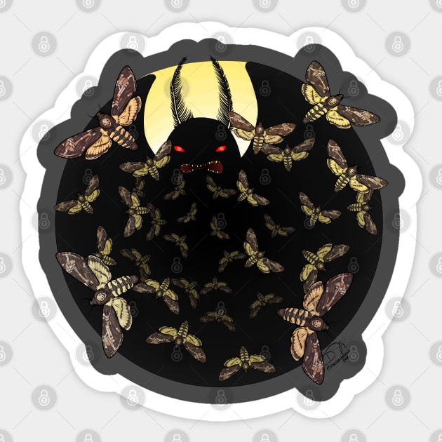 Mothman, MOTHMOMMA! Sticker by SpacebatDesigns 